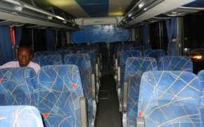 Bus Interior in Zambia, bus travel in africa, bus travel in zambia